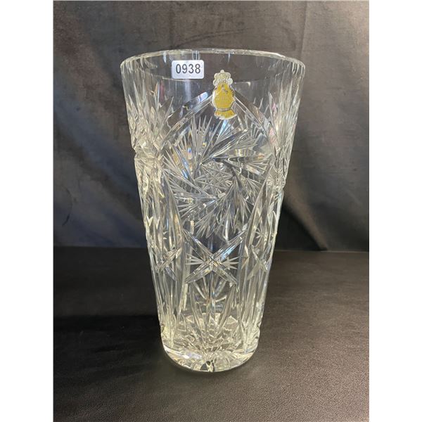 Lot of 1 Imperlux 10-Inch Large Tall Genuine Lead Crystal Cut Glass Vase - Used