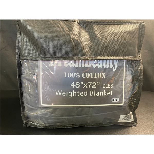 Lot of 1 Dreambeauty 100% Cotton 48x72in 12lbs Weighted Blanket for Adults - Brand New! Dark Grey