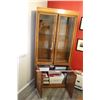 Image 1 : French Door Cabinet, Glass Shelves - Contents not Included, 66"H x 17"D x 34"W