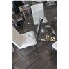 Image 2 : (5Pcs) 48"D Glass Table with Steel Legs & 4 Steel Padded Chairs - 30"H
