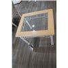 Image 3 : Steel, Wood & Glass Table - 24" x 28" x 21 1/2"