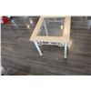 Image 2 : Steel, Wood & Glass Table - 24" x 28" x 21 1/2"