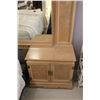 Image 2 : (3PCS) Asian Inspired Mirrored Headboard and Built in End Tables- 10ft Wide x 16"D x 5ft High