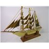 Image 2 : Vintage Brass Sailing Ship on Wood Stand
