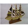 Image 3 : Vintage Brass Sailing Ship on Wood Stand