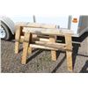 Image 1 : **(2) Wooden Saw Horses (34"w x 18" h - 6" board on top)