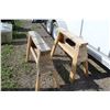 Image 4 : **(2) Wooden Saw Horses (34"w x 18" h - 6" board on top)