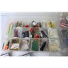Image 2 : Container of Beading Supplies - Packs of Folding Hang Tags - (2) Packs of Wine Glass Charms - Bag of