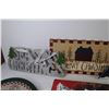 Image 2 : Christmas Burner Covers - Tissue Couch Box Holder - Glass Platter - (2) Metal Trays - (3) Christmas 