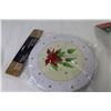 Image 9 : Christmas Burner Covers - Tissue Couch Box Holder - Glass Platter - (2) Metal Trays - (3) Christmas 