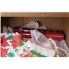 Image 3 : Assorted Christmas Items - Plastic Table Cloths - Table Runners - Napkin Holder - Napkins - Misc. It