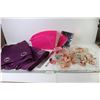 Image 1 : (2) Drapery Panels (38" x 61 1/2") - String Lights (untested) - Plastic Container - Paper Clips