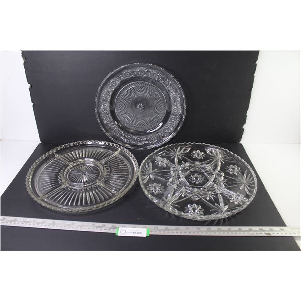(3) Large Glass Plates (2 are divided)