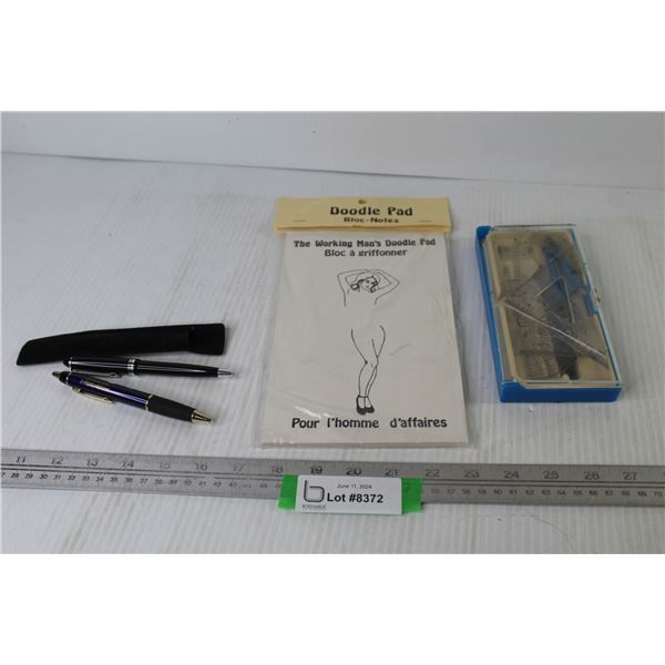 Geometry Set - Working Man's Doodle Pad - (2) Pens