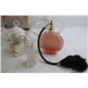 Image 6 : (6) Crystal Glasses, Pink Glass Perfume Bottle, Misc.