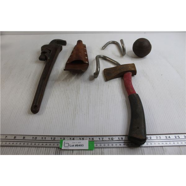 Pipe Wrench, Hatchet, Misc.