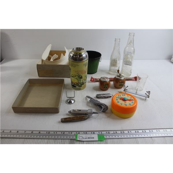 Suit Collars, (2) Glass Soda Bottles, Misc.
