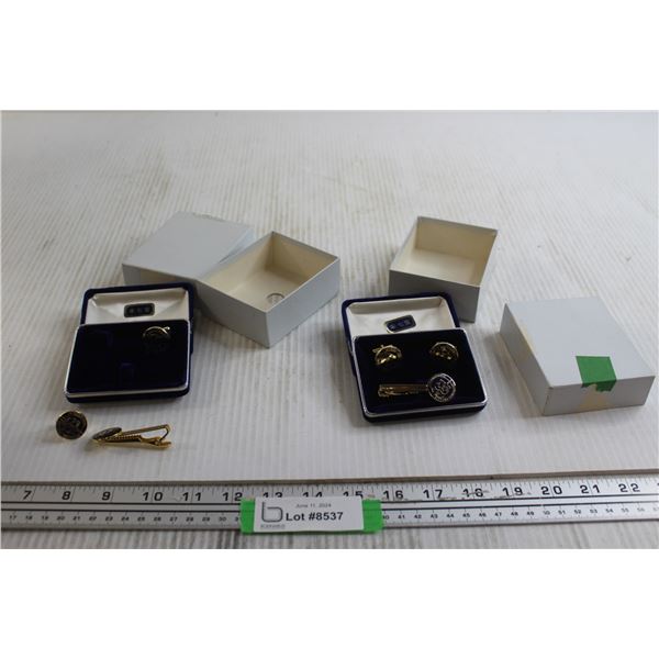 (2) Pairs Cuff Links and (2) Tie Clips