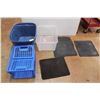 *(2) Totes, (3) Floor Mats, Blue Crate