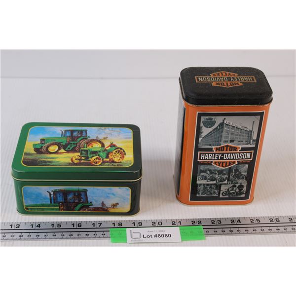 (2) Collector Tins: Harley Davidson & John Deere