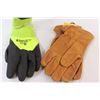Image 4 : (2) Work Gloves: Leather - Size Medium, Non-Slip - Size Large