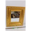 Image 1 : Gold Painted Wood Wall Mirror - 17.5"x15"