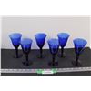 Image 1 : (6) Blue Wine Glasses (6.5"tall)