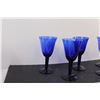 Image 2 : (6) Blue Wine Glasses (6.5"tall)