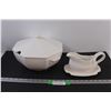 Image 1 : (2) White Ceramic Serving Bowls - Gravy Boat & Bowl