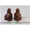 Image 1 : (2) Happy Budda Wooden Book Ends (8"tall)