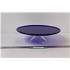 Image 1 : Blue Glass Raised Cake Plate (12")