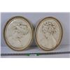Image 1 : Victorian Lady Oval Clay Cast Wall Decor Set - 14"