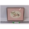 Image 1 : Hummingbird Watercolor Painting in Metal Frame - 10"x8"