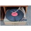 Image 2 : **Wooden Record Cabinet with Turntable on Wheels with Johnny Cash Record - Untested, (1) Door is Not