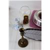 Image 2 : (2) Brass Candle Stick Holders, Leaf Tray, Misc.