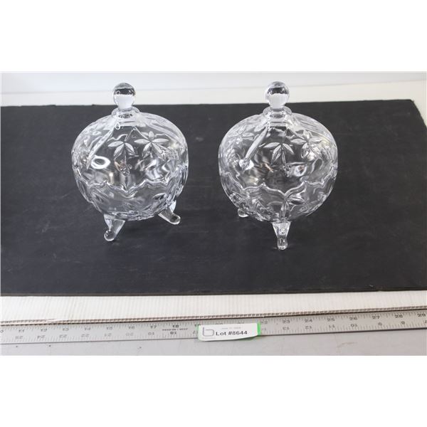 (2) Glass Bowls with Lids