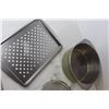 Image 2 : (2) Colanders, Deep Meat Pie Tins, Pot, Pizza Cooking Sheet