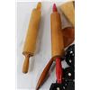 Image 4 : Knife Block, Apron with Clothespins, (2) Rolling Pins, Wooden Spoon