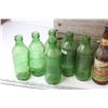 Image 2 : Vintage Wooden 7-Up Case (has crack) - (12) 7-Up Bottles - Labatt's - Pilsner - Coca-Cola - Kik - Pe