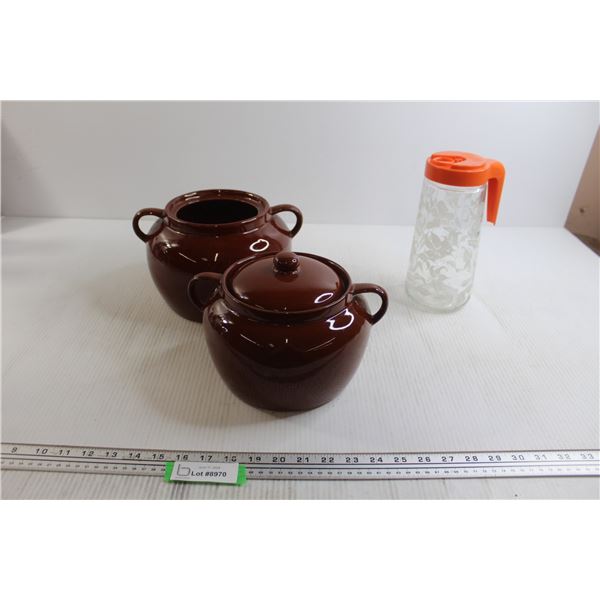 (2) Pots, Pitcher