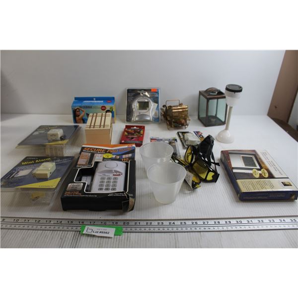 LCD Alarm Clock - Untested and NIB, Candles, Misc.