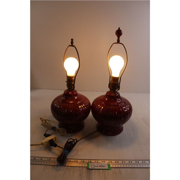 (2) Maroon Lamps - Works
