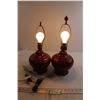 Image 1 : (2) Maroon Lamps - Works