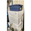 Image 1 : 1 BLUE RUBBERMAID TOTE & 3 STYROFOAM STORAGE CONTAINERS