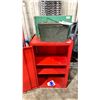 Image 2 : RED BEACH STORAGE CHEST ( 16.5"W X 10"D X 28"H ) & 2 ASSORTED METAL STORAGE BOXES