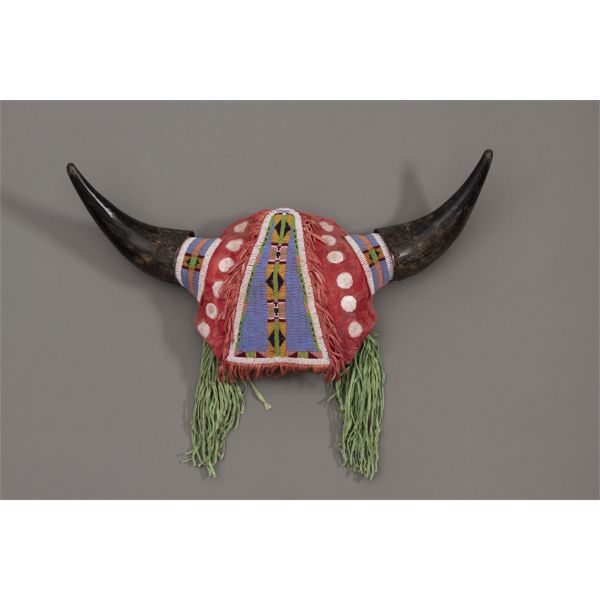Sioux Beaded Buffalo Skull, Ca. 1930s-1940s
