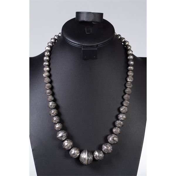 Vintage Navajo Silver Bead Necklace