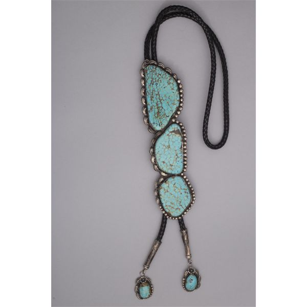 Keyonnie Begay, XL Bolo with Three Turquoise Stones