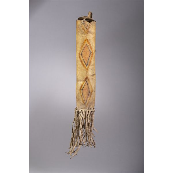 Comanche Parfleche Cylinder Case on Buffalo, Ca. 19th Century