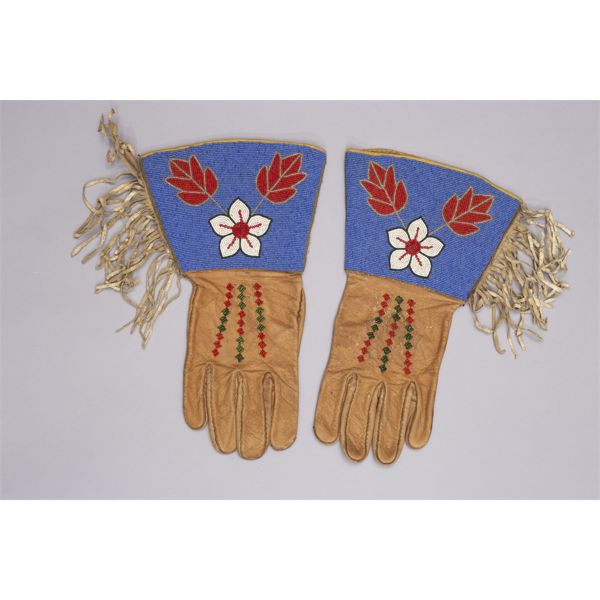 Crow Beaded Gauntlets, Ca. 1910